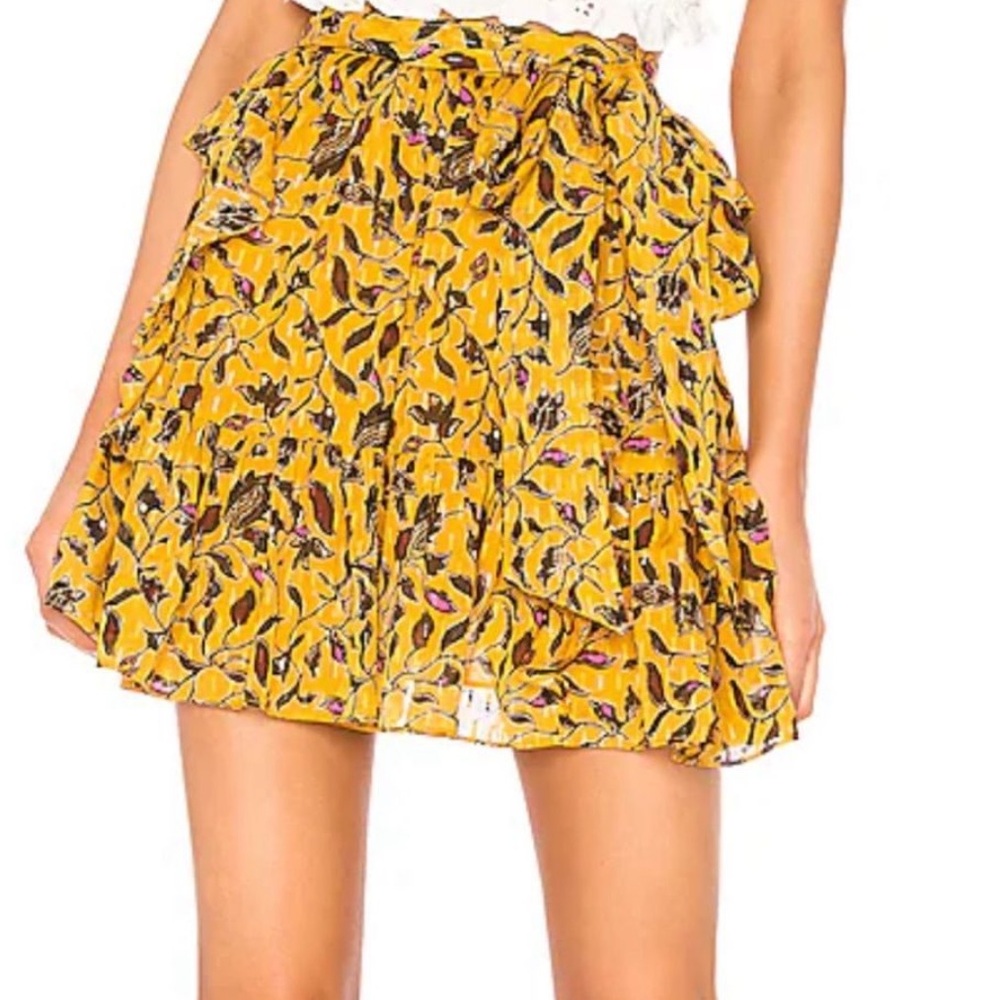 ULLA JOHNSON Zea Silk Skirt in Amber size 6